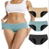 TIICHOO Period Underwear for Women Heavy Flow Soft Ladies Teens Menstrual Leak Proof Panties Incontinence 3 Pack (Large, Turquoise/Beige/Charcoal Gray) view 1