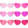 Fengek 6 Pcs Heart Shape Sunglasses Frameless Transparent Glasses Party Favors for Women, Multicolor 4 view 1