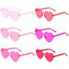 Fengek 6 Pcs Heart Shape Sunglasses Frameless Transparent Glasses Party Favors for Women, Multicolor 4 view 2