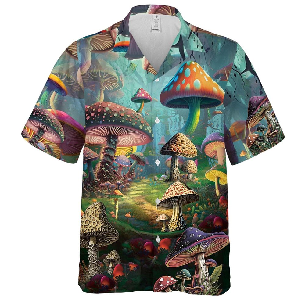 Men's Magical Forest Hawaiian Shirts - Mushrooms Button Down Man Women Hawaiian Shirt Set 36 Size 4XL