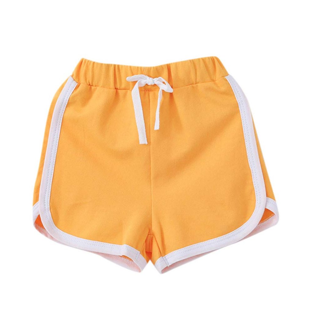 Boys Girls Candy Colors Casual Beach Shorts Elastic Waist Pants Clothes Tennis Shorts for Girls (Yellow, 4-5 Years)