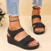 Orthopedic Wedge Sandals for Women Summer Dressy Open Toe Ankle Strap Platform Sandals Casual Strappy Low Wedges Slip on Sandals Zipper Beach Sandals Dress Shoes Comfortable Outdoor Shoes (Black-2, 7) view 3