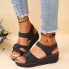 Orthopedic Wedge Sandals for Women Summer Dressy Open Toe Ankle Strap Platform Sandals Casual Strappy Low Wedges Slip on Sandals Zipper Beach Sandals Dress Shoes Comfortable Outdoor Shoes (Black-2, 7) view 4