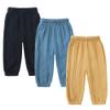Kids Tales 3 Pack Boys Girls Cotton Linen Pants Child Basic Plain Solid Trousers Big Kids Elastic Waist Long Pants Bloomers view 1