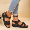Orthopedic Wedge Sandals for Women Summer Dressy Open Toe Ankle Strap Platform Sandals Casual Strappy Low Wedges Slip on Sandals Zipper Beach Sandals Dress Shoes Comfortable Outdoor Shoes (Black, 6.5) view 3