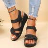 Orthopedic Wedge Sandals for Women Summer Dressy Open Toe Ankle Strap Platform Sandals Casual Strappy Low Wedges Slip on Sandals Zipper Beach Sandals Dress Shoes Comfortable Outdoor Shoes (Black, 6.5) view 4