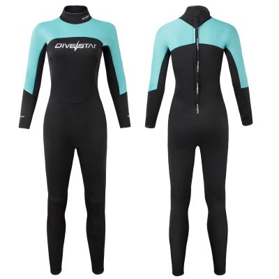 3mm Wetsuits for Women,Women Back Zip Neoprene Wet Suits Full Body Scuba Diving Suit for Diving Snorkeling Surfing Swimming Water Sports(L,Black with Blue)