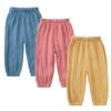 Kids Tales 3 Pack Boys Girls Cotton Linen Pants Child Basic Plain Solid Trousers Big Kids Elastic Waist Long Pants Bloomers view 1