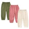 Kids Tales 3 Pack Boys Girls Cotton Linen Pants Child Basic Plain Solid Trousers Big Kids Elastic Waist Long Pants Bloomers view 1