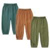 Kids Tales 3 Pack Boys Girls Cotton Linen Pants Child Basic Plain Solid Trousers Big Kids Elastic Waist Long Pants Bloomers view 1
