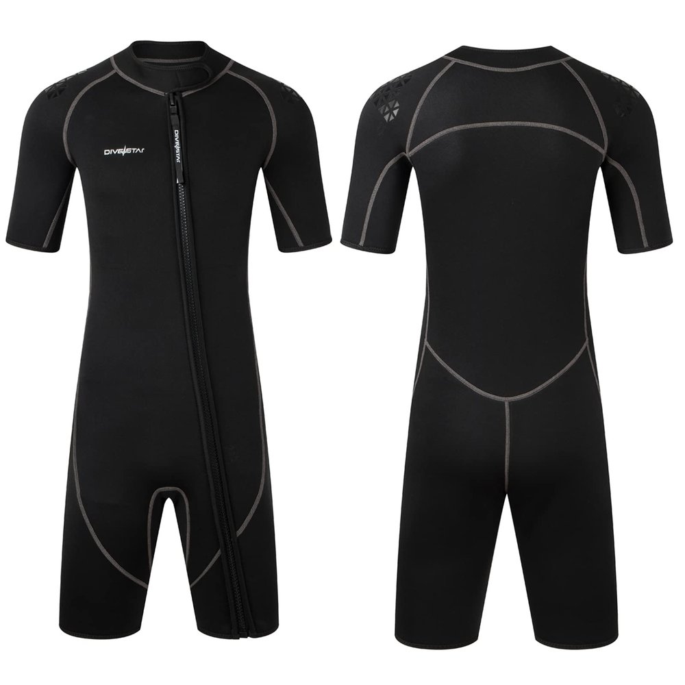 3mm Shorty Wetsuits for Men,Men Front Zip Neoprene Wet Suits Shorty Scuba Diving Suit for Diving Snorkeling Surfing Swimming Water Sports(M,Black)