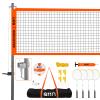 A11N Outdoor Volleyball and Badminton Combo Set - Includes Adjustable Height Anti-Sag Net, Volleyball, Air Pump, 4 Badminton Rackets, 2 Shuttlecocks, Boundary Line Marker, and Carrying Bag, Orange view 1