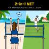 A11N Outdoor Volleyball and Badminton Combo Set - Includes Adjustable Height Anti-Sag Net, Volleyball, Air Pump, 4 Badminton Rackets, 2 Shuttlecocks, Boundary Line Marker, and Carrying Bag, Blue view 3