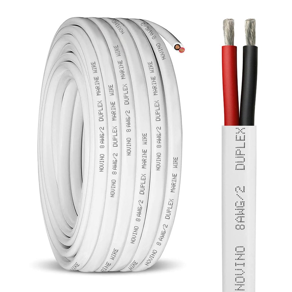 8 Gauge Marine Wire Duplex Marine Grade Wire,8 AWG 50ft Tinned Copper Oxygen-Free Insulated Red& Black Electrical Cable for Boat/Automotive/RV/Camper/Trailer