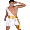 YONGHS Men's LARP Knight Leather Ancient Roman Gladiator Battle Skirt Armor Greek Cosplay Costume White 3X-Large view 3