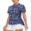 Tanst Sky Golf Clothes for Women, Plus Size Collared Polo Shirts Cute Athletic Gym Tops Short Sleeve Workout Tennis Clothes Summer Quarter Zip Pullover SPF 50+ Moisture Wicking Outfits Black 3XL view 1