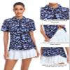 Tanst Sky Golf Clothes for Women, Plus Size Collared Polo Shirts Cute Athletic Gym Tops Short Sleeve Workout Tennis Clothes Summer Quarter Zip Pullover SPF 50+ Moisture Wicking Outfits Black 3XL view 3