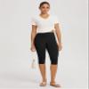 ODODOS 2-Pack Buttery Soft Lounge Yoga Capris for Women 14" High Waist Knee Length Leggings, Black+Purple Taupe, Small view 3