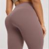 ODODOS 2-Pack Buttery Soft Lounge Yoga Capris for Women 14" High Waist Knee Length Leggings, Black+Purple Taupe, Small view 4