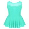 Hansber Girls Sleeveless Rhinestone Mesh Back Leotard Tutu Skirts Figure Ice Skating Dress Ballet Dancewear Mint Green 10 Years