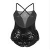 ranrann Women's Sleeveless Sequins Fringed Ballet Latin Leotard Dance Dress Tassel Gymnastics Dance Costume Black Large view 4
