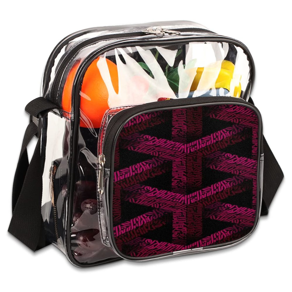 bisibuy Pink Geometric Pattern Clear Crossbody Bag Clear Messenger Bag Shoulder Bags Clear Purse Stadium Approved for Concerts Sports Events Work Travel