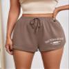ABZEKH Shorts for Women Shorts Women's Shorts Letter Graphic Knot Front Track Shorts Shorts (Size : Small) view 1