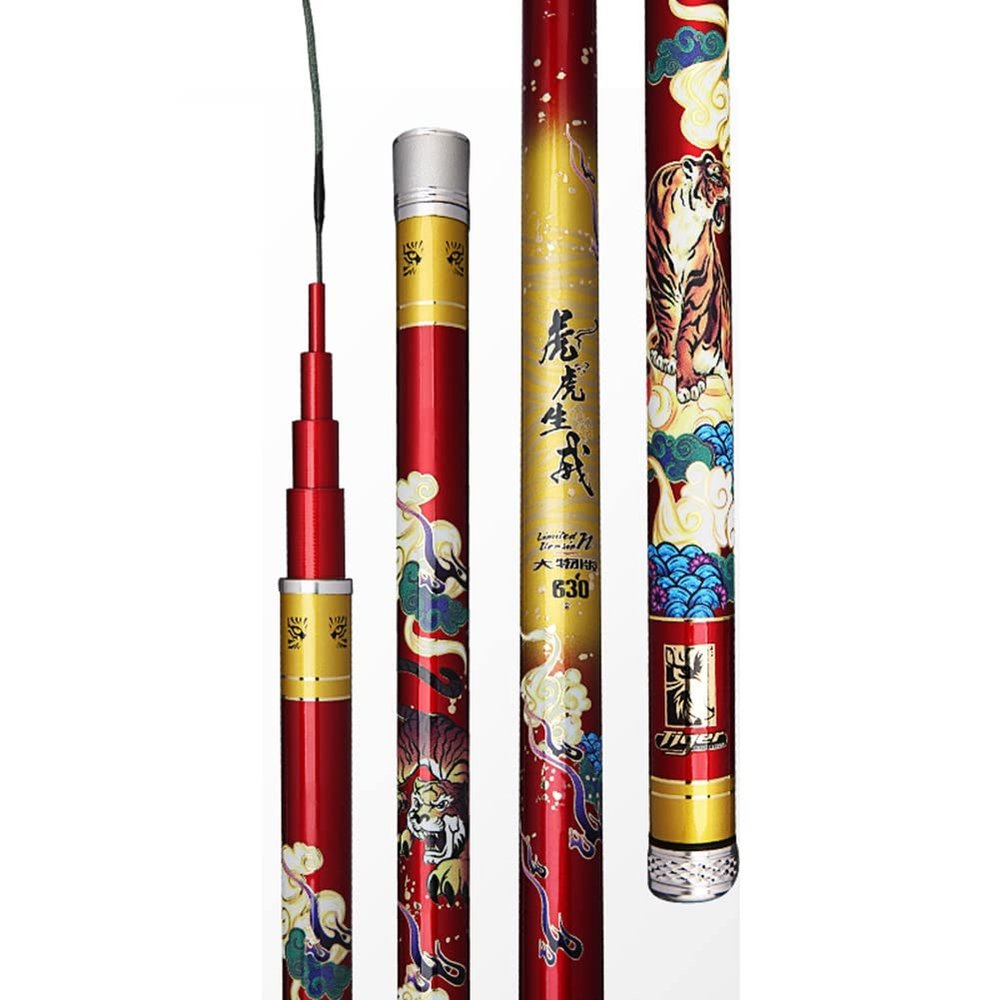 ZFF Fishing Rod Carbon Super Hard Ultralight Hand Pole for Big Fish Carp Rod 5.4m 6.3m 6.6M 7.2m 7.5M 8.1m 9m 10m Rivers Lakes Reservoirs Streams (Size : 9m)