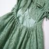 Beganly Toddler Girls Lace Dress Baby Kids Tie Back Bow Pom Pom Ruffle Sleeve Backless Party Princess Dresses Sage Green 100 view 2
