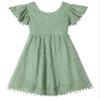 Beganly Toddler Girls Lace Dress Baby Kids Tie Back Bow Pom Pom Ruffle Sleeve Backless Party Princess Dresses Sage Green 100 view 3