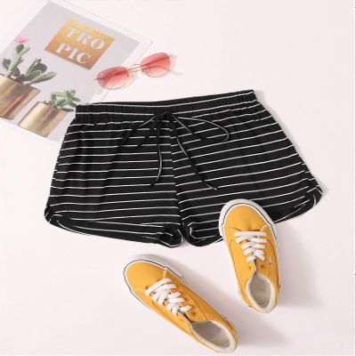 ABZEKH Shorts for Women Shorts Women's Shorts Tie Front Striped Dolphin Shorts Shorts (Size : X-Small)