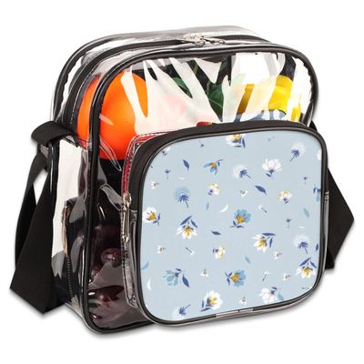 bisibuy Light Blue Floral Flower Clear Crossbody Bag Clear Messenger Bag Shoulder Bags Clear Purse Stadium Approved for Concerts Sports Events Work Travel
