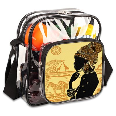 bisibuy Beautiful African Woman Clear Crossbody Bag Clear Messenger Bag Shoulder Bags Clear Purse Stadium Approved for Concerts Sports Events Work Travel