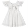 Beganly Toddler Girls Lace Dress Baby Kids Tie Back Bow Pom Pom Ruffle Sleeve Backless Party Princess Dresses White 90 view 1