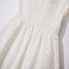 Beganly Toddler Girls Lace Dress Baby Kids Tie Back Bow Pom Pom Ruffle Sleeve Backless Party Princess Dresses White 90 view 3