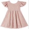 Niyage Tie-Back Toddler Dress Girls Lace Bow Backless Pom Pom Flutter Sleeves Party Princess Dresses Dusty Pink 110 view 3