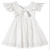 Niyage Tie-Back Toddler Dress Girls Lace Bow Backless Pom Pom Flutter Sleeves Party Princess Dresses White 80 view 1