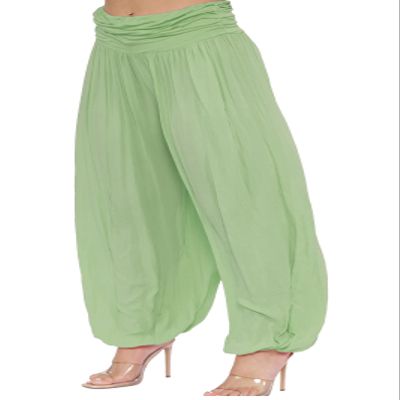 21Fashion Womens Plain Baggy Harem Italian Trousers Ladies Full Length Lagrenlook Alibaba Pants (Khaki US 20-22)