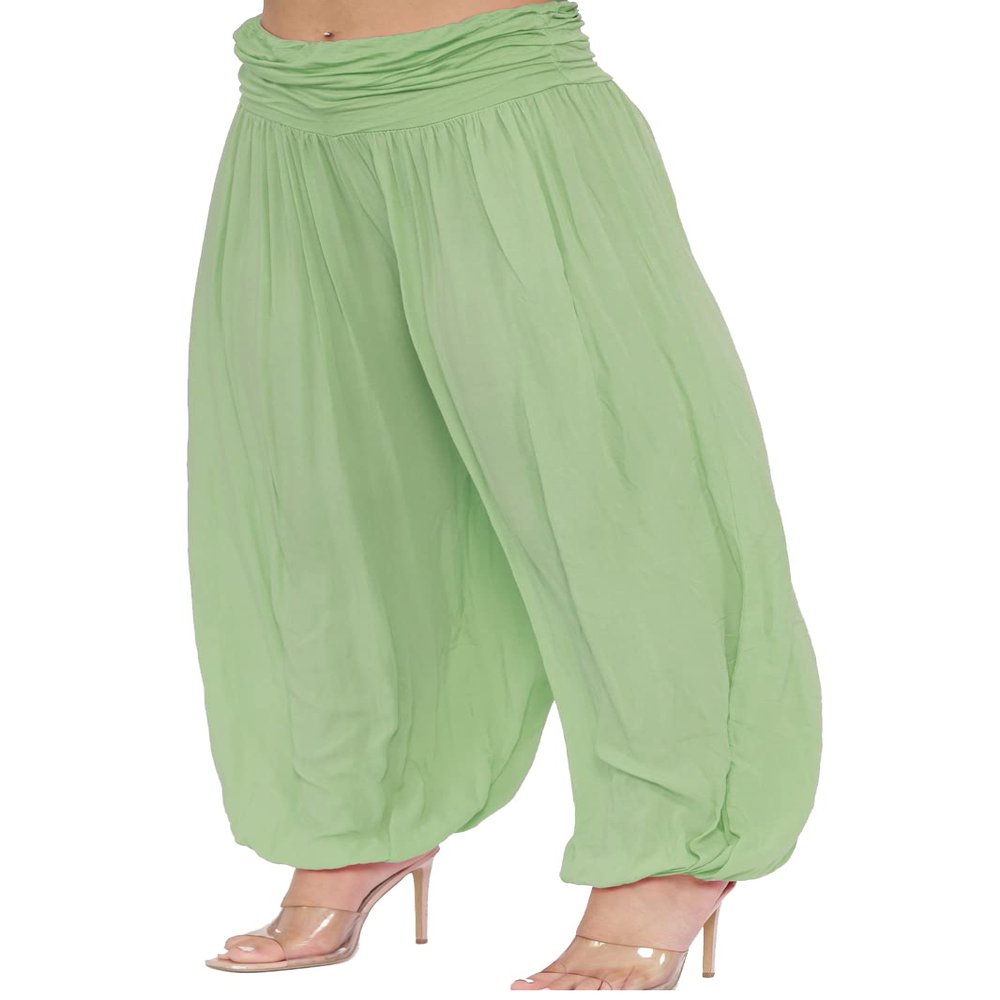 21Fashion Womens Plain Baggy Harem Italian Trousers Ladies Full Length Lagrenlook Alibaba Pants (Khaki US 20-22)
