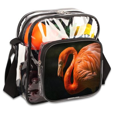 bisibuy Parrot Bird Pattern Clear Crossbody Bag Clear Messenger Bag Shoulder Bags Clear Purse Stadium Approved for Concerts Sports Events Work Travel