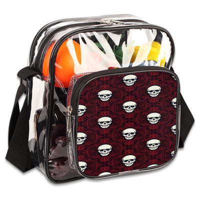 bisibuy Skull Grid Clear Crossbody Bag Clear Messenger Bag Shoulder Bags Clear Purse Stadium Approved for Concerts Sports Events Work Travel