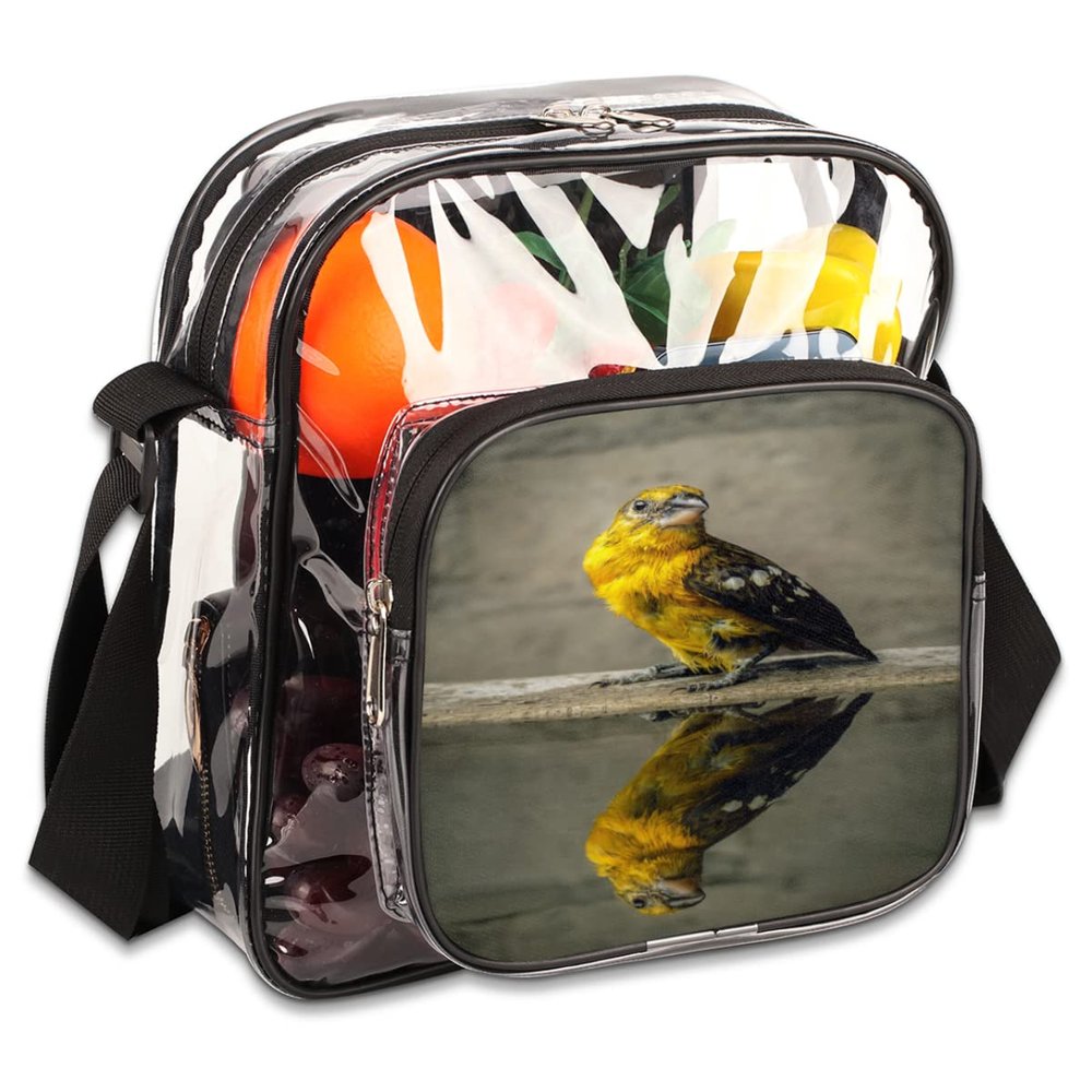 bisibuy Bird Parrot Water Reflection Clear Crossbody Bag Clear Messenger Bag Shoulder Bags Clear Purse Stadium Approved for Concerts Sports Events Work Travel
