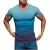 Muscularfit Shirts for Men Fashion Short Sleeve V Neck Sport Fitness Muscle Tee Summer Casual Stylish Gradient Color T Shirt view 1