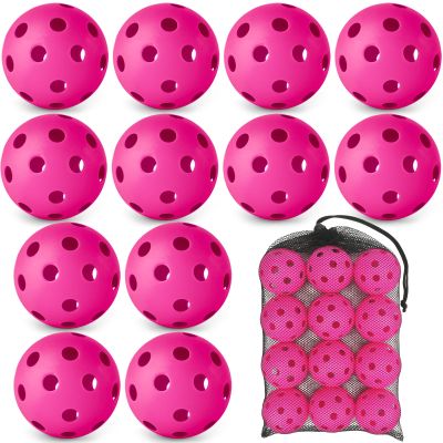 12 Pack Practice Baseballs For Hitting, 2.8 Inch Plastic Soft Baseballs for Practice Lightweight Training Softball With Mesh Bag, Hollow Soft Ball for Indoor Outdoor Sport Pitching Batting, Pink