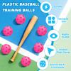 12 Pack Practice Baseballs For Hitting, 2.8 Inch Plastic Soft Baseballs for Practice Lightweight Training Softball With Mesh Bag, Hollow Soft Ball for Indoor Outdoor Sport Pitching Batting, Pink view 3