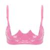 Daenrui Woman's Lace Push Up Underwire Shelf Bra Crop Top Hollow Out Open Nipples Unlined Bra Bralette Hot Pink H Small view 1