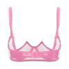 Daenrui Woman's Lace Push Up Underwire Shelf Bra Crop Top Hollow Out Open Nipples Unlined Bra Bralette Hot Pink H Small view 2