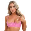 Daenrui Woman's Lace Push Up Underwire Shelf Bra Crop Top Hollow Out Open Nipples Unlined Bra Bralette Hot Pink H Small view 3