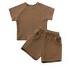 MYGBCPJS Baby Boys Girls 2Pcs Waffle Knit Outfits Clothes Toddler Summer Short Sleeve T-Shirt + Elastic Waist Shorts Set view 1