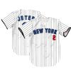 TIFIYA New York Jeter 2 Stripes Baseball Jersey NY Softball Short Sleeve Button Shirts for Youth Men Women T190-White-L view 1